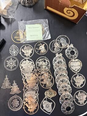 Vintage Oneida Silver Trimmer Silverplate Christmas Ornament Lot Santa Reindeer
